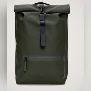 RAINS Rolltop Rucksack Strappy Green Waterproof Backpack